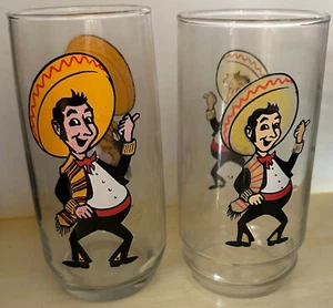 Lot: 2 different examples Vintage Pancho's Mexican Buffet Drinking Glass 6"x2.5" - Picture 1 of 1