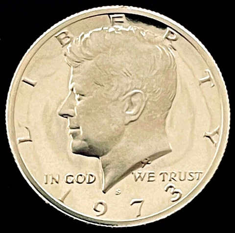 1973 KENNEDY HALF DOLLAR 50c 1973-S S UNCIRCULATED PROOF COIN 50 Fifty Cents Cover