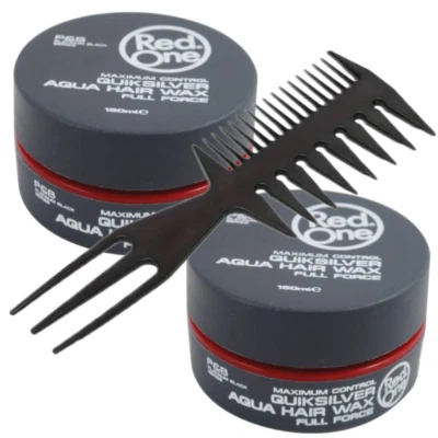 2x RedOne Haarwachs Aqua Wax Gray 150ml & Professioneller Stylingkamm 3-in-1 - Bild 1 von 4