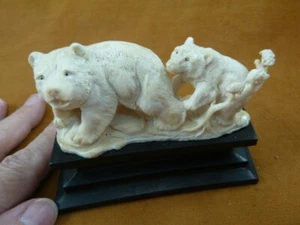 (bear-48) bear pair 2 of shed ANTLER figurine Bali detailed carving Arctic bears - Picture 1 of 4