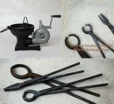 Herrero Forja Horno Soplador de Mano Ventilador Tipo Pedal Mango con 3 Pinzas Foto 1 de 4
