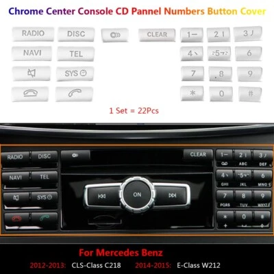 22Pcs For Mercedes Benz CLS C218 E W212 Car Radio CD Numbers Switch Cover Trims - Изображение 1 из 4