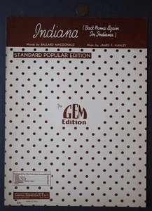 1917 Back Home Again In Indiana song sheet music Indy 500 theme song SCARCE ---- - Picture 1 of 1