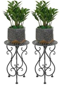 Metal Plant Stands 2 Pack Modern Single Plant Pedestal 17 Tall Heavy Duty Fl - Picture 1 of 8