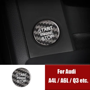 Carbon Fiber Car Start Stop Button Trim Sticker For Audi A4L A5 A6L A7 Q3 Q5 Q7 - Bild 1 von 7