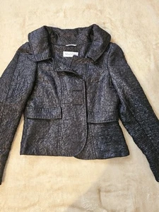 MaxMara Black Textured Crinkle Jacket Blazer Women’s Size 14 Made in Italy... - Picture 1 of 8
