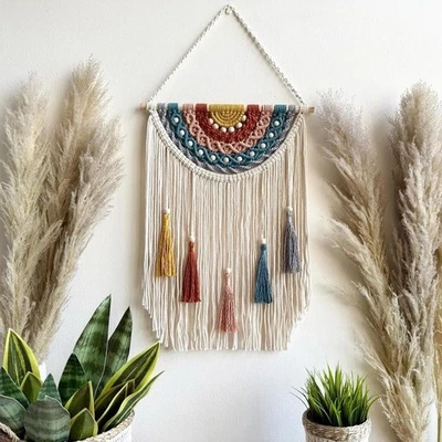 Handwoven Nordic Cotton Wall Hanging for Bedroom Living Room Bohemian Decor - Image 1 of 4