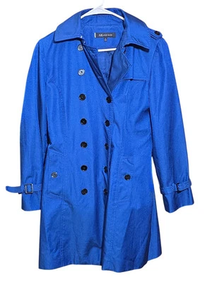 Gabardina Anne Klein Mujer Talla S Azul Doble Pecho Larga Clásica Foto 1 de 4