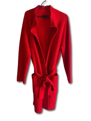 Ann Taylor Wrap Sweater Long Cardigan Red Woman’s Size Large Pockets Holiday - Image 1 of 4