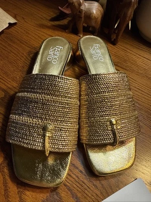 Franco Sarto Gold Woven Slide Sandals New Without Tags Size 7 - Image 1 of 4
