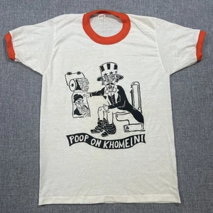 Vintage Iran War Propaganda Shirt Gr. M 80s Khomeini Uncle Sam Ringer USA Made - Bild 1 von 15