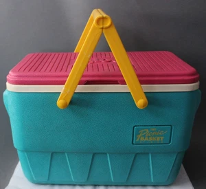 Iglú Retro Cesta de Picnic Turquesa y Rosa Portátil Vintage Refrigerador Cofre - Imagen 1 de 23