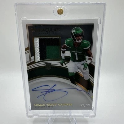 2022 Immaculate Collection Ahmad "Sauce" Gardner 3 Color Patch Auto RC #/99 Jets - Image 1 of 2