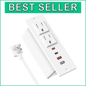 Creative Recessed Desk Outlet with Fast Charging USB Ports - Space Saver - Picture 1 of 9