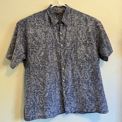Camisa Tori Richard Hawaiana Aloha Para Hombres XL Azul Paisley Abotonada Algodón Césped Foto 1 de 4