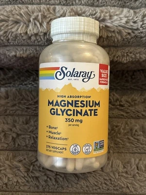 Solaray Magnesium Glycinate, New & Improved Fully 275 Count - 07/26 FRESH! - Image 1 of 3