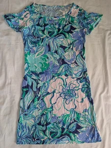 Lilly Pulitzer MARAH DRESS T Shirt Party Thyme Pink Blue Green SZ XS Pima Cotton - Picture 1 of 8