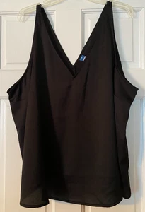 OLD NAVY Tank Top Size 3X Black Double V-Neck Textured Women's - Picture 1 of 5