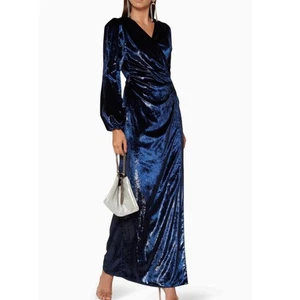 Maria Lucia Hohan Assia Samt Wickel Abendkleid Navy Größe Neu mit Etikett Größe Small - Bild 1 von 15