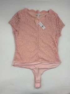 Neu mit Etikett New York & Co rosa Damen-Body mit kurzen Spitzenärmeln Größe L " - Bild 1 von 7