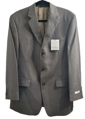 Calvin Klein 100% 羊毛棕褐色西装外套夹克尺寸 39R 全新带标签 400 美元经典 3 按钮  — 第 1/4 张图片