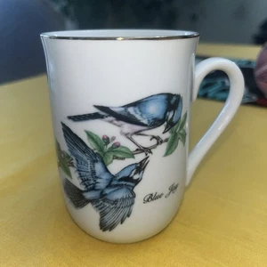 Vintage JOHN JAMES AUDUBON PORZELLAN Vögel Blue Jay Kaffeebecher Goldrand 1985 - Bild 1 von 6
