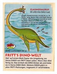 Dino-Welt - 80er Fritt Germany Sticker #21 Elasmosaurus Langhals Dinosaurier - Bild 1 von 1