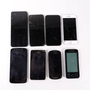 Mixed Mix Damaged Broke Assorted Broken Phones Lot x8 Samsung Apple Motorola - Picture 1 of 7