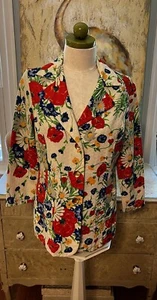 Vintage NPC Fashions, Warren, Pennsylvania Garden Floral Cotton Blazer Jacket-M - Picture 1 of 17