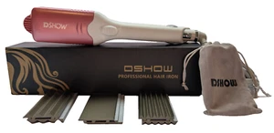 DSHOW 4 In 1 Hair Ceramic Crimper/ Waver/ Curling Iron/ Flat Iron Pink & White - Picture 1 of 7
