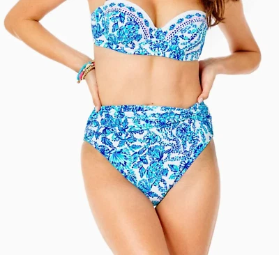 Parte inferior de bikini Lilly Pulitzer azul milenrama cintura alta L65724 para mujer talla 4 Foto 1 de 4