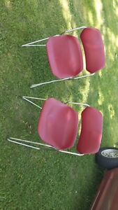 Mid Century Modern Side Chair Stacking Acton Stacker 80s red and chrome Metal