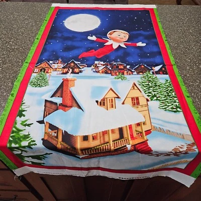 An Elf Story Panel 23x42 Quilting Treasures Shelf Christmas - Image 1 of 3