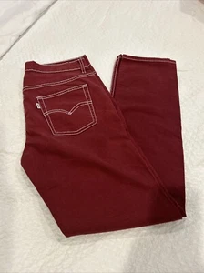 Levi's 511 Slim Maroon White Stitch Boys Denim Jeans Size 18 Reg 31x29 Burgundy - Picture 1 of 6