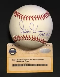 Ozzie Guillen White Sox firmato MLB baseball in ROY 1985 Auto Steiner COA 2 - Foto 1 di 9