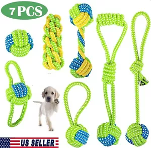 7Pcs Dog Rope Toys Braided Rope Chew Play for Aggressive Chewers lot Ball Toys - Picture 1 of 20