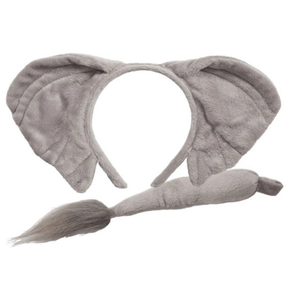 Conjunto de orejas y cola de elefante adulto/niño vestido de fantasía diadema accesorio de disfraz Foto 1 de 1