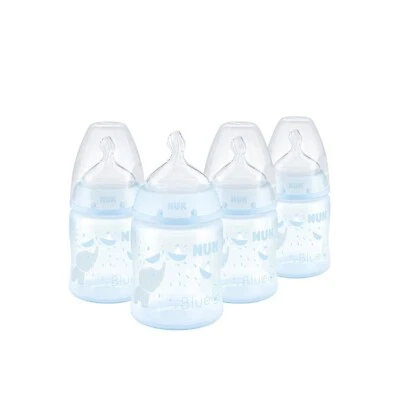 NUK Smooth Flow Anti Colic Baby Bottle, 5 oz, 4 Pack, Blue Elephant - Image 1 of 4