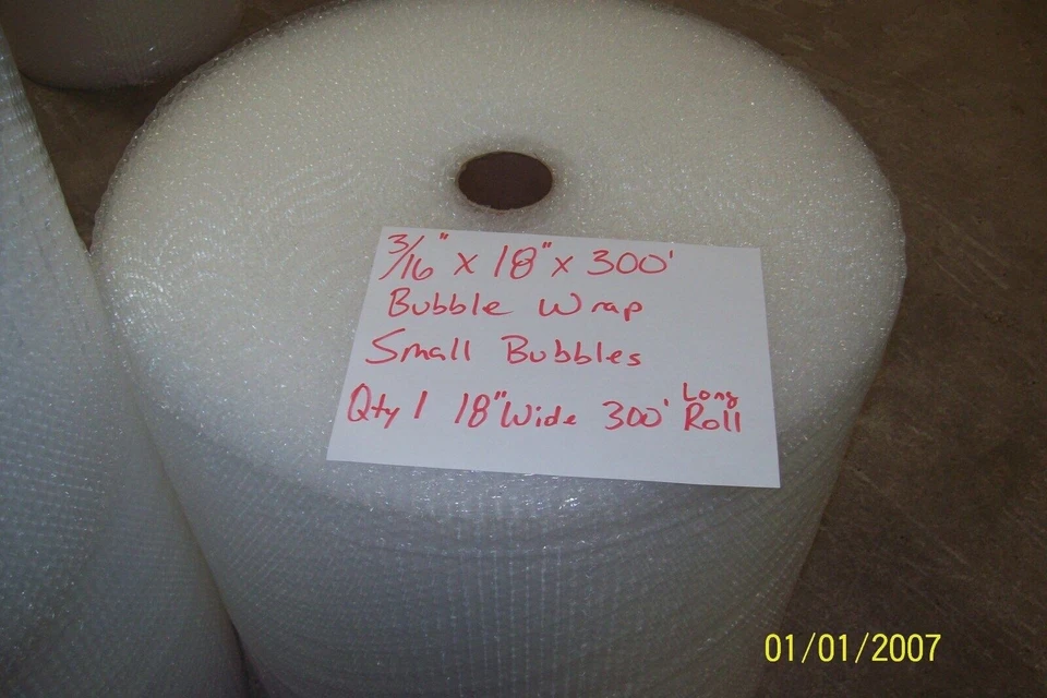3/16" WP small Bubble Cushioning Wrap Padding Roll 300' x 18" Wide 300FT Perf 12 - Image 1 of 1