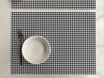PORSCHE PEPITA HOUNDSTOOTH STYLE PLACEMATS(Set of 4) WOVEN VINYL Chilewich style - Image 1 of 4