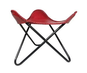 Leather Butterfly Chair Footstool Rest Butterfly Folding Stool Lounge Accent Red - Picture 1 of 4