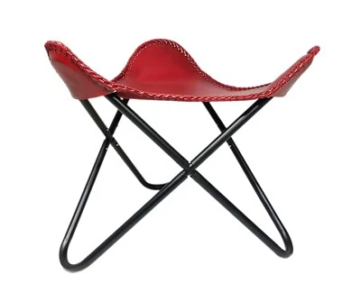Leather Butterfly Chair Footstool Rest Butterfly Folding Stool Lounge Accent Red - Image 1 of 4