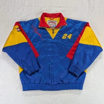Chaqueta Bomber De Colección Años 90 NUTMEG Jeff Gordon NASCAR Racing Bloque de Color Satinado Para Hombre L Foto 1 de 4