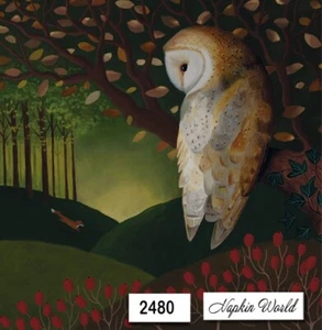 (2480) DOS servilletas artesanales artísticas decoupage para almuerzo de papel - OTOÑO BÚHO ZORRO AMANECER - Imagen 1 de 3