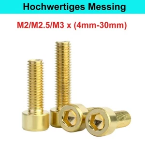 Messing Zylinderschrauben Innensechskant Zylinderkopf DIN 912 M2-M3 (4mm-30mm) - Picture 1 of 29