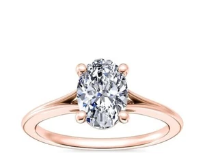2 .00 Ct Oval IGI Certified Lab Grown Diamond Wedding Ring 14K Rose Gold - Picture 1 of 9