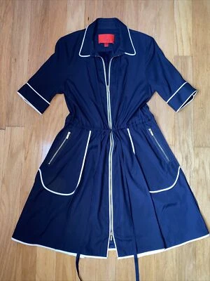 Vestido Marinero Zac Posen Seda Y2K De Colección COMPLETO Cremallera Talla 8 Dinero Antiguo Silencioso Lujo $645 Foto 1 de 4