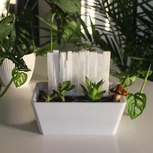 Marble Crystal Garden - Indoor plants and succulents pot with Selenite Crystals - Picture 1 of 3