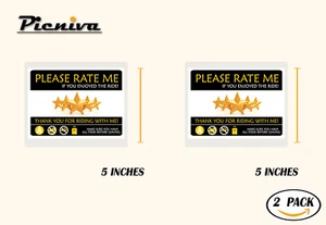 Picniva 2Pack 5" Please Rate me 5 Stars Uber Lyft Taxi Notice/Warning/Reminder  - Bild 1 von 15