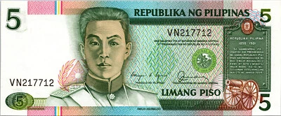 Philippines 5 Piso 1985-1994, RADAR 217712, UNC, P-168 - Image 1 of 4